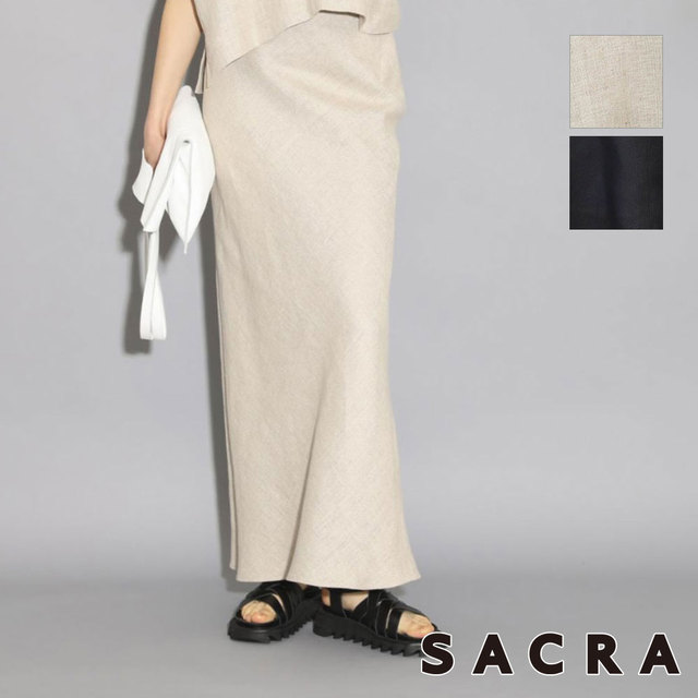 SACRA サクラ スカート リネン 麻 セットアップ可能 新作 ソフト ハリ感 お洒落 春夏 サムネイル