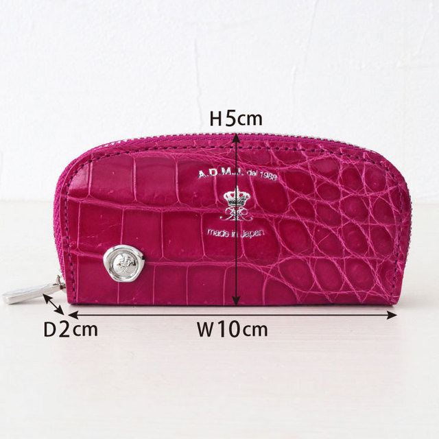 ADMJ コインケース クロコダイル グレージング 加工 10cm エーディーエムジェイ 21WS06007 PINK ピンク サイズ