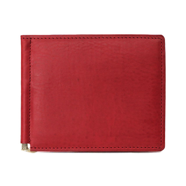 isola　アイソラ　カリオカ　レザー　2303　折り財布　財布　札バサミ　RED　レッド　サイズ