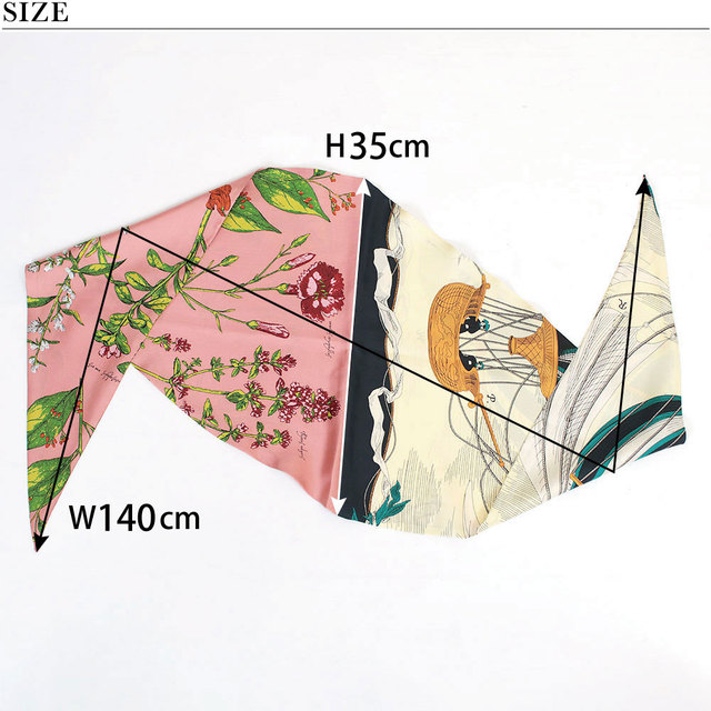 マニプリ manipuri スカーフ ダイヤ型 シルク プリント 巻きやすい 日本製 サイズ図