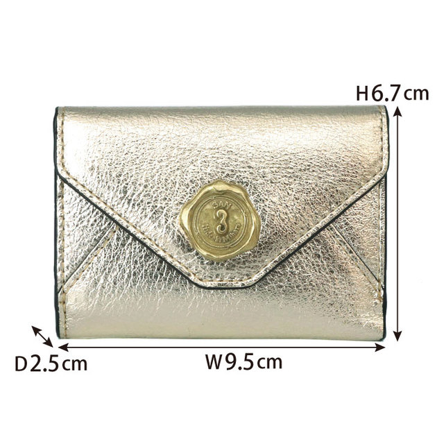 サン ヒデアキ ミハラ SAN HIDEAKI MIHARA SHINY メール型 財布 折財布 SMO-CON GOLD ゴールド サイズ