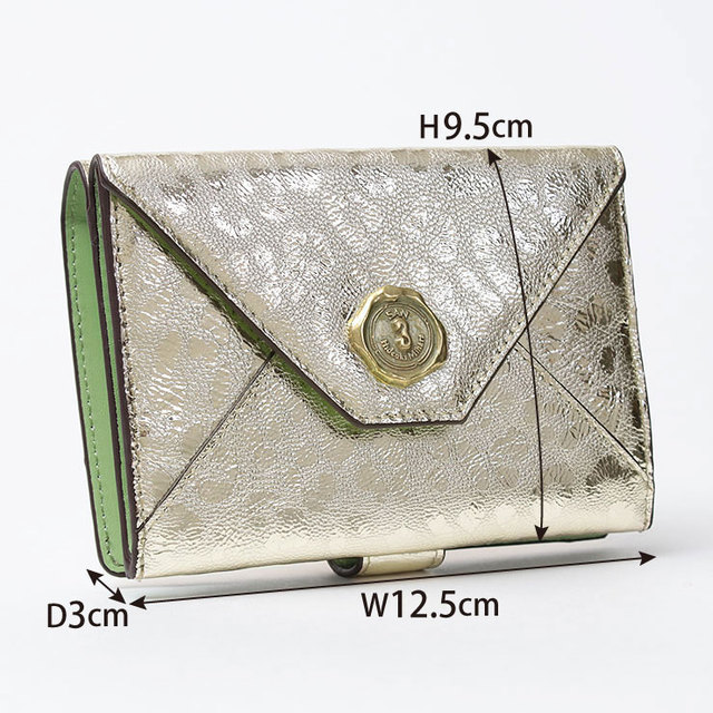 サン ヒデアキ ミハラ 財布 2つ折り 本革 レオパード柄 メタリック 日本製 正規品 サイズ図