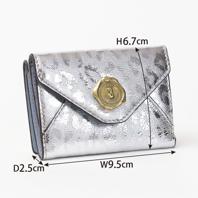 サン ヒデアキ ミハラ 財布 3つ折り 本革 レオパード柄 メタリック 日本製 正規品 サイズ図