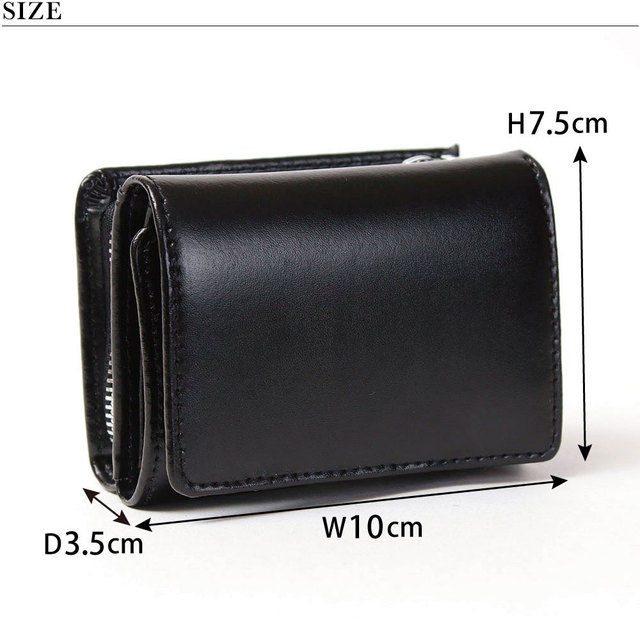 YAHKI ヤーキ 三つ折 財布 YH-207 小さい 艶感 床革 シンプル 折財布 おしゃれ サイズ