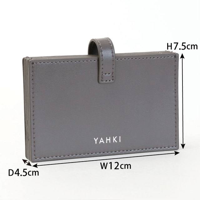 YAHKI カードケース 床革 アコーディオン式 枚数多い サイズ図