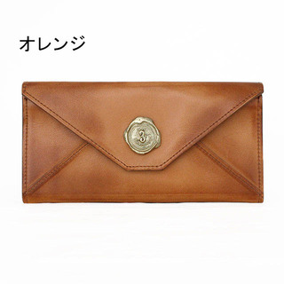 サン ヒデアキ ミハラ SAN HIDEAKI MIHARA 財布 AGING メール型 SIF-MGN RED(レッド)|サン　ヒデアキミハラ　長財布　薄型　封筒型　オレンジ　正面