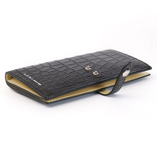 ADMJ 財布 クロコダイル ロングウォレット エーディーエムジェイ 22AW06008 BLACK(ブラック)|ADMJ 財布 クロコダイル 本物 長財布 高級感 側面