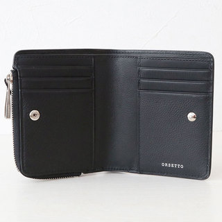 オルセット 財布 ORSETTO CAPRE 折財布 ファスナーポケット付き 03-005-01 BLACK(ブラック)|オルセット ORSETTO 財布 本革 レザー 小さい 2つ折 コンパクト お洒落 やぎ革 内側