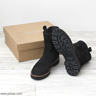MAYPOL(メイポール)　スエードショートブーツ　ブラック サイズ35|MAYPOL　メイポール　スエード　ショート　ブーツ　BLACK　ブラック　底面　箱　BOX