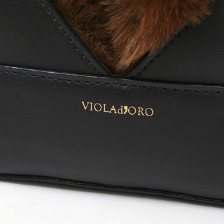 VIOLAd'ORO ヴィオラドーロ バッグ エコファー レザーメッシュトート ELMO V8648 BLACKxBROWN|violadoro ヴィオラドーロ ファーバッグ エコファー レザーメッシュ 新作 ロゴ